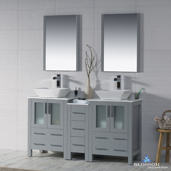 Orren Ellis Mance 60" Double Bathroom Vanity Set with Mirror Wayfair